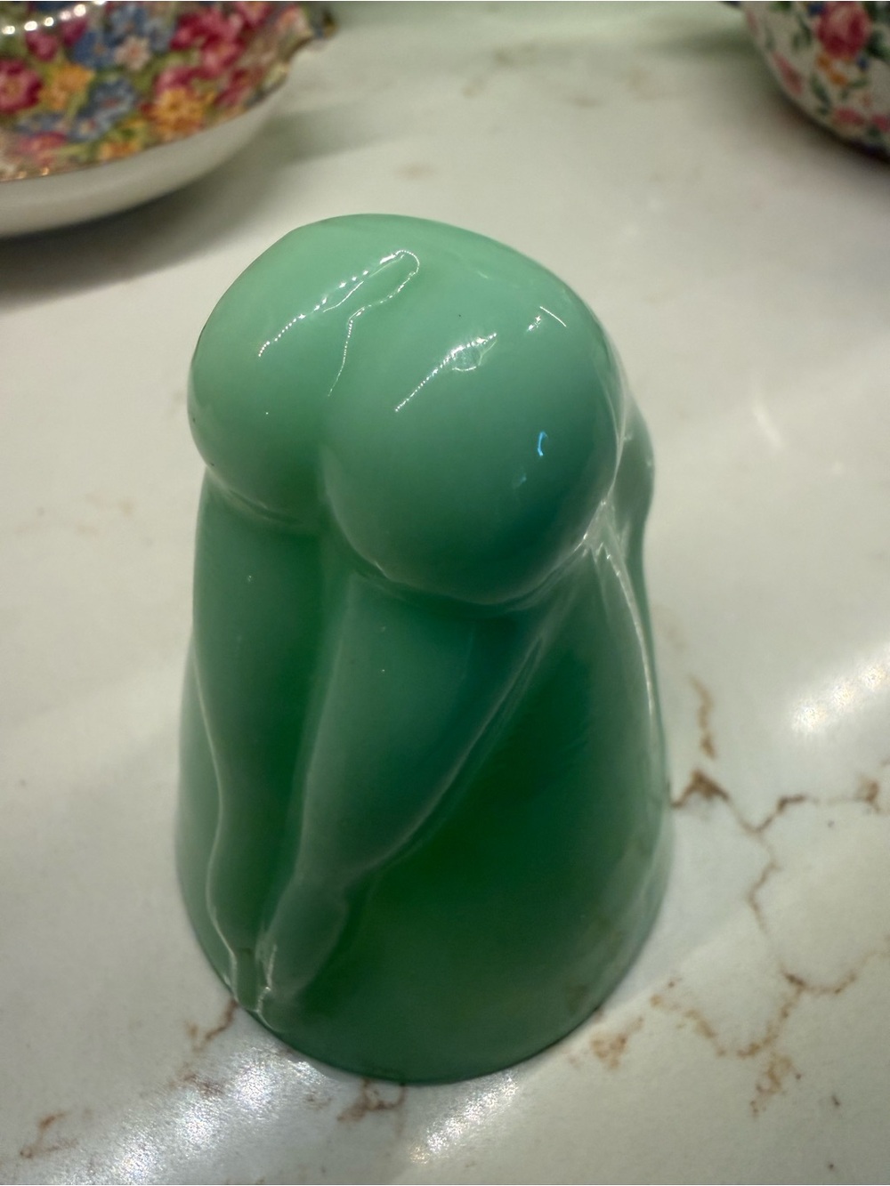 Jadite Collectible “Whimsical” Bottoms Up Shot Glass!